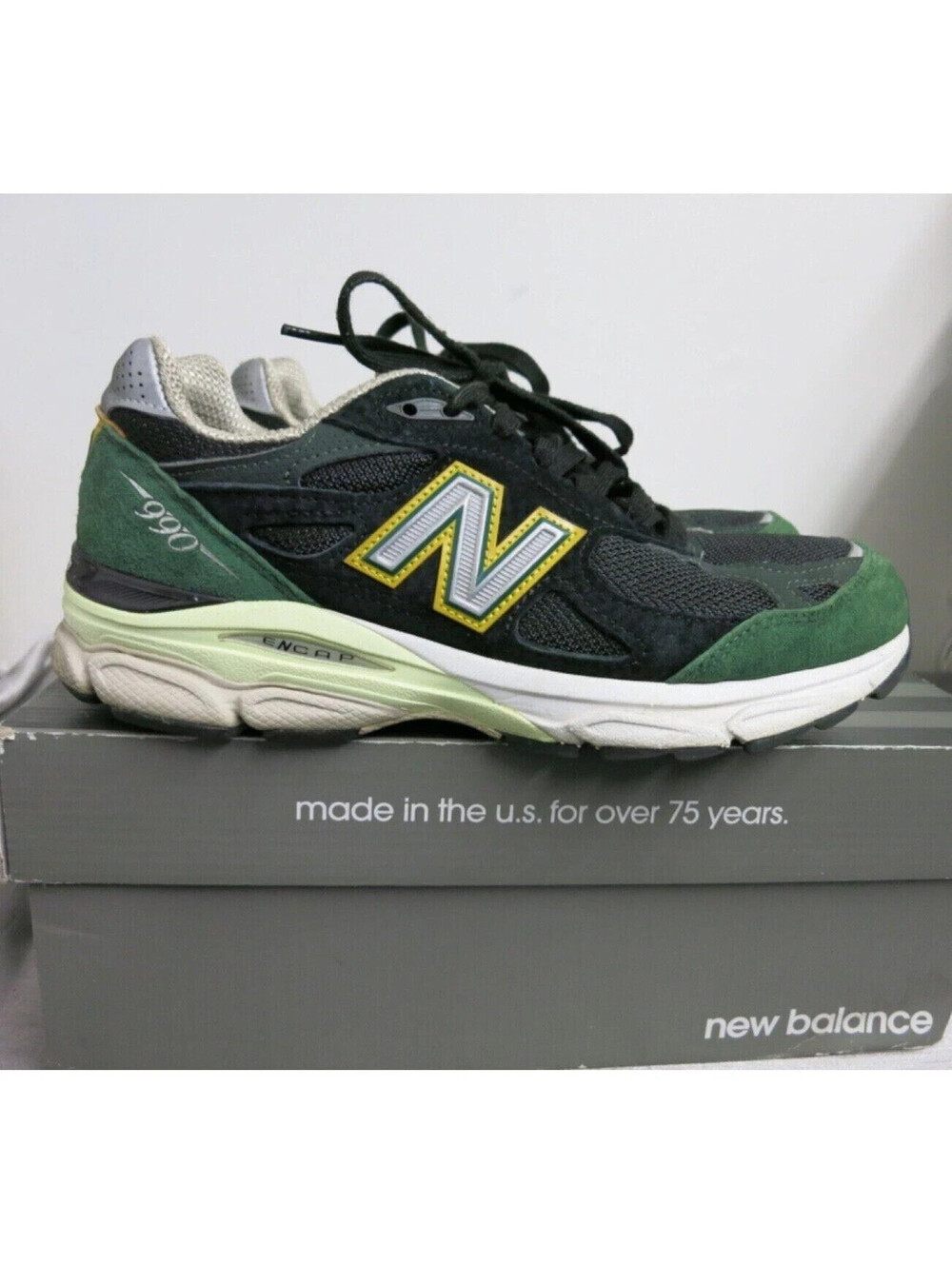 Size 7 - New Balance 990v3 Made In USA Black Green